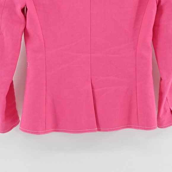 J Crew Womens Going‎ Out Blazer Size 00 Pink Stretch Linen Preppy Barbie AI253 - Picture 13 of 14